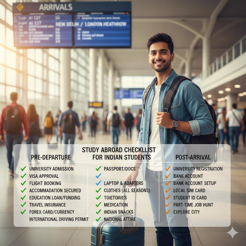 From Entry to Arrival: Complete Study Abroad Checklist for Indian Students